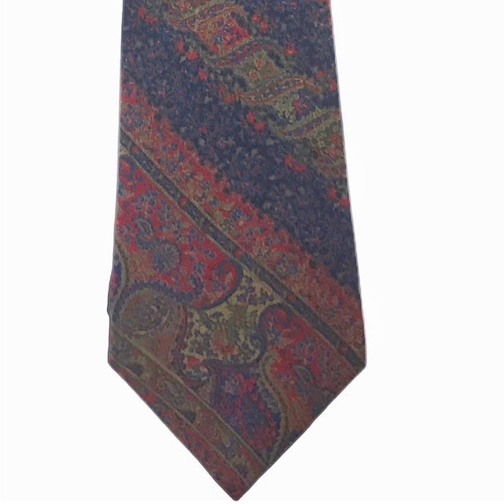 LANVIN PARIS paisley 100% silk necktie red blue luxury French Designer